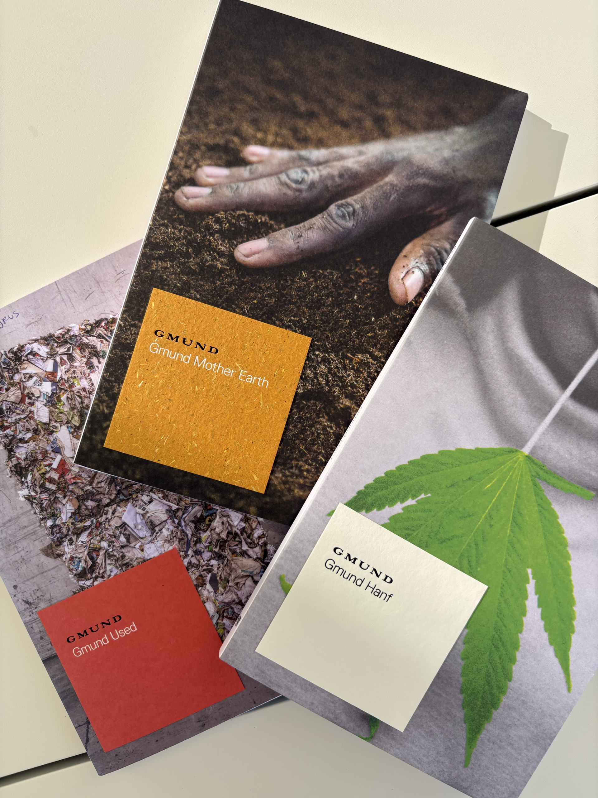 Gmund mother earth, Used and Hanf paper samples